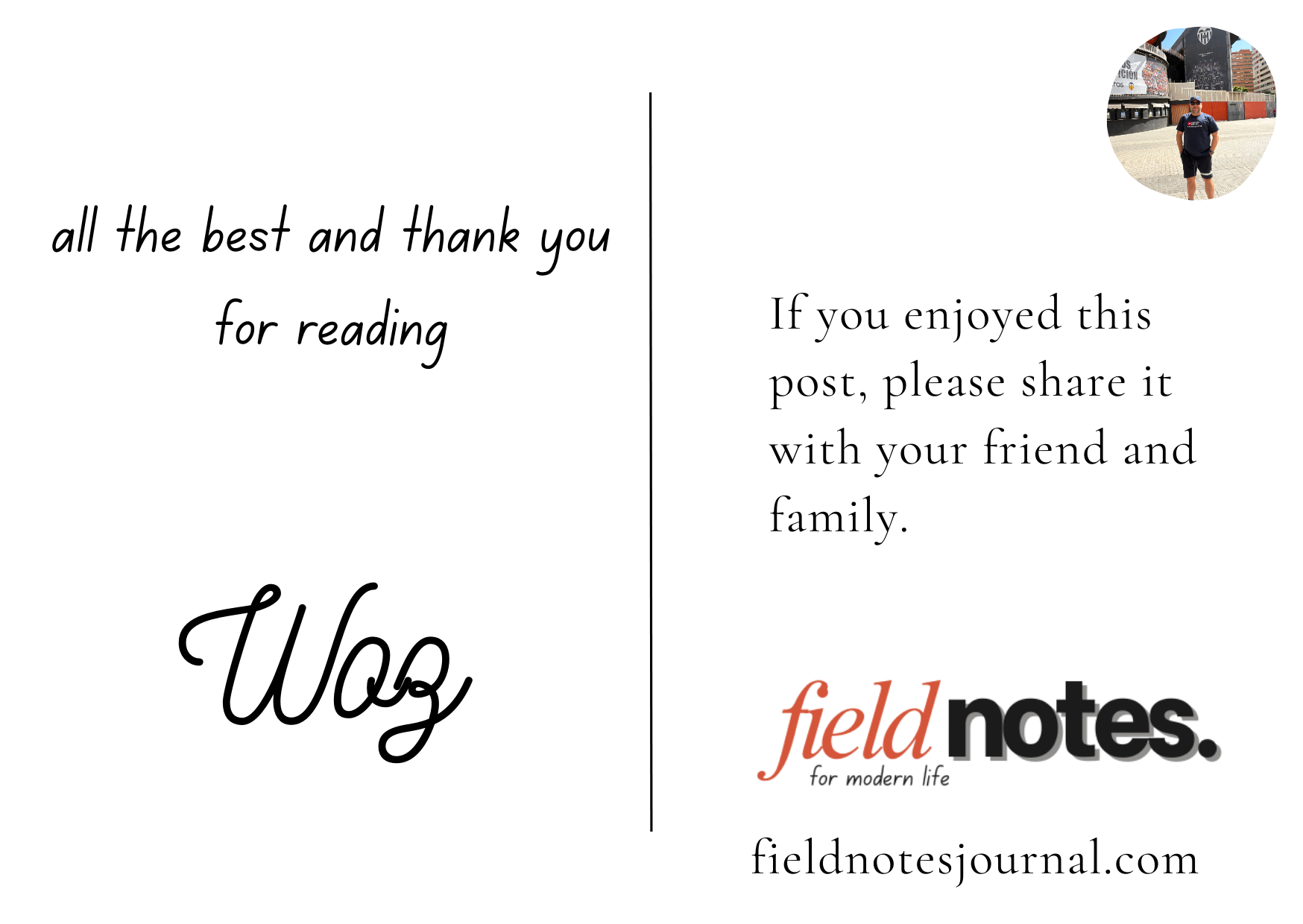 a thank you note from field notes for modern life