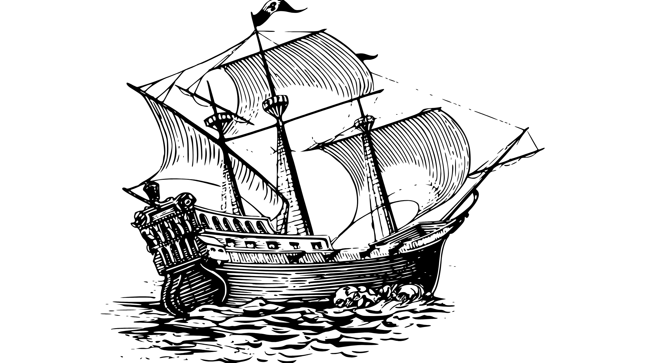 a ship, carrying a philosopher, sailing at sea